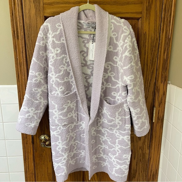 NWT Cupcakes and Cashmere Lilac & White Teddy Bow Robe Cardigan Size S - Picture 1 of 8